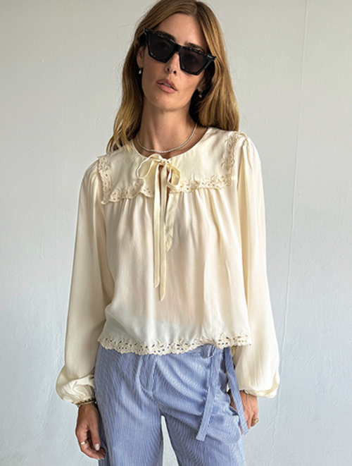 Jona Silk Top - Cream